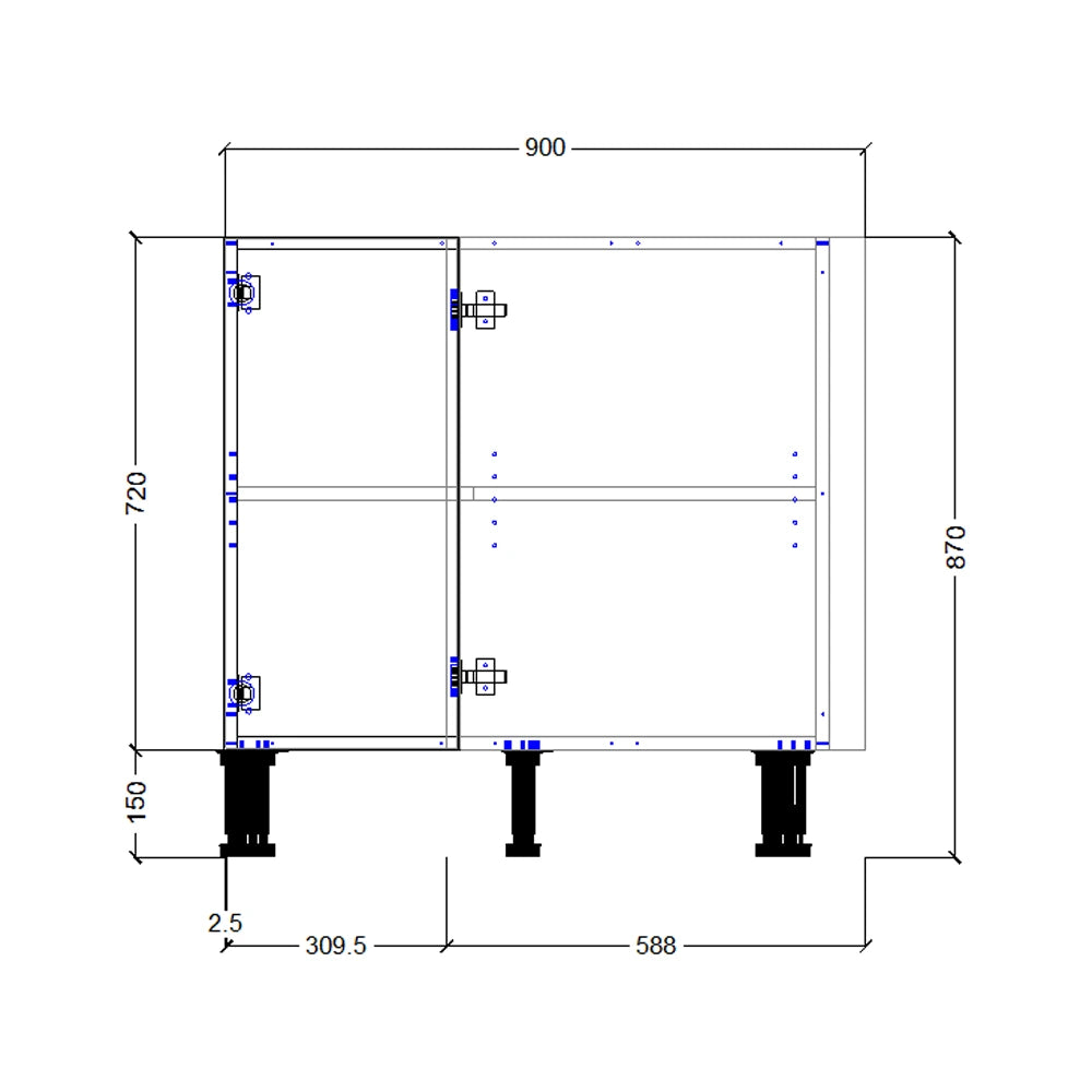 900mm L Corner Base Cabinet