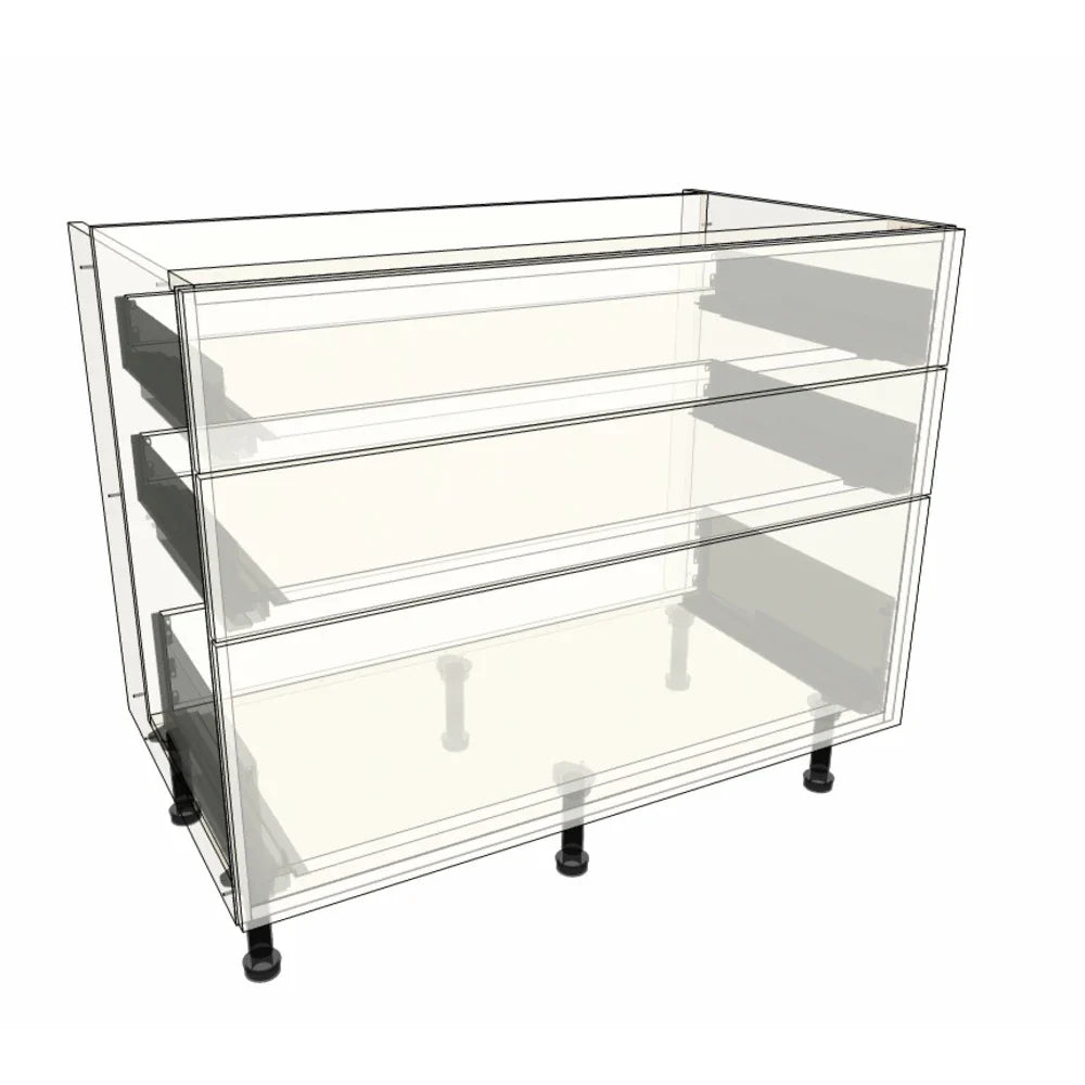 1000mm 3 Drawer Base Cabinet