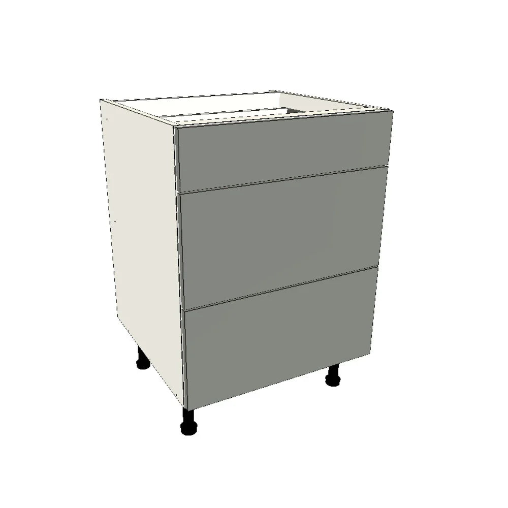 600mm 3 Drawer Hob Base Cabinet (2x Draw 283mm x 595mm) & 1x Draw (145mm x 595mm)