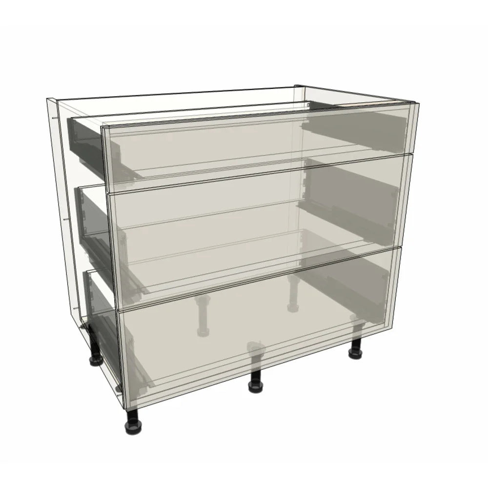 900mm 3 Drawer Hob Base Cabinet (2x Draw 283mm x 595mm) & 1x Draw (145mm x 595mm)