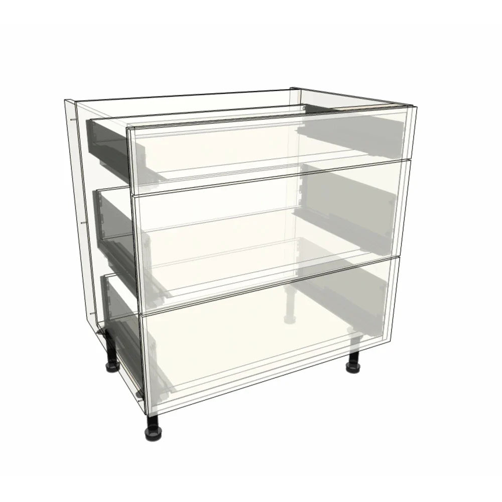 800mm 3 Drawer Hob Base Cabinet (2x Draw 283mm x 595mm) & 1x Draw (145mm x 595mm)