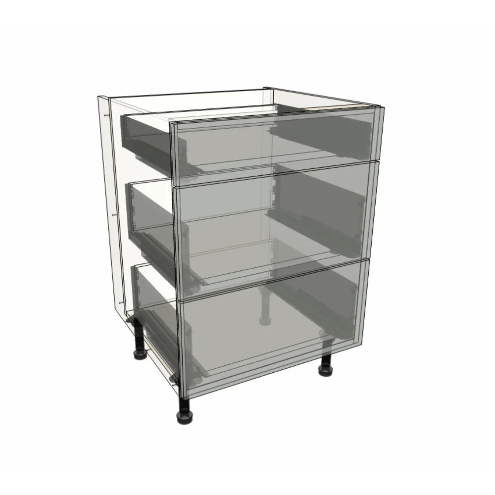 600mm 3 Drawer Hob Base Cabinet (2x Draw 283mm x 595mm) & 1x Draw (145mm x 595mm)