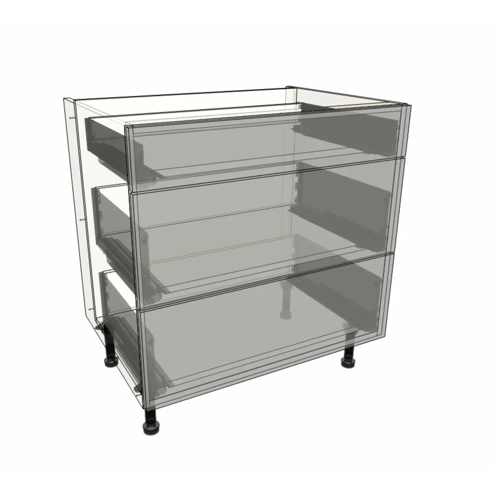 800mm 3 Drawer Hob Base Cabinet (2x Draw 283mm x 595mm) & 1x Draw (145mm x 595mm)