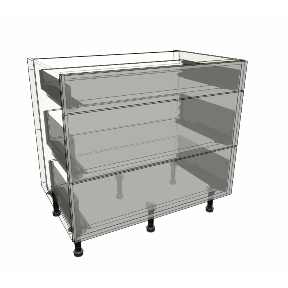 900mm 3 Drawer Hob Base Cabinet (2x Draw 283mm x 595mm) & 1x Draw (145mm x 595mm)