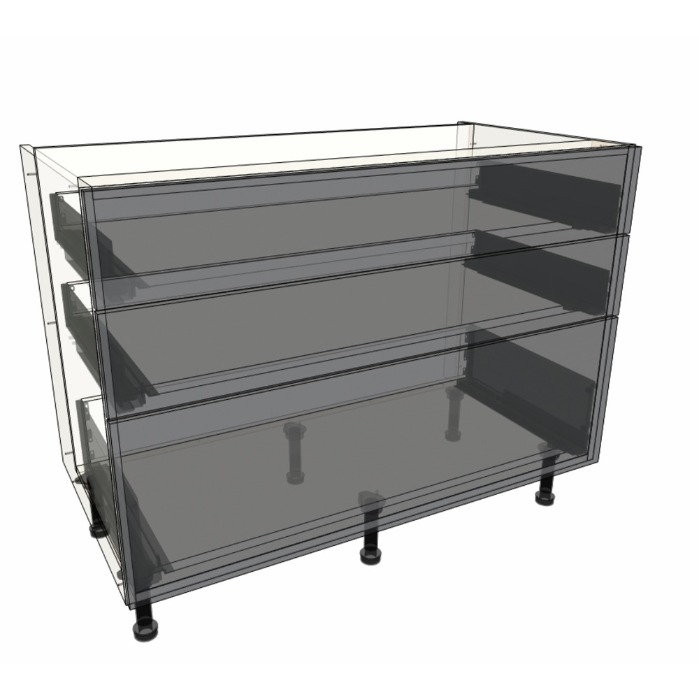 1100mm 3 Drawer Base Cabinet