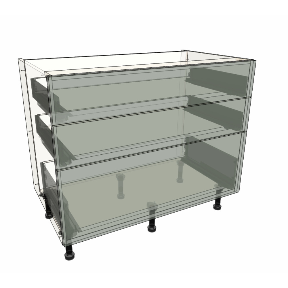 1000mm 3 Drawer Base Cabinet