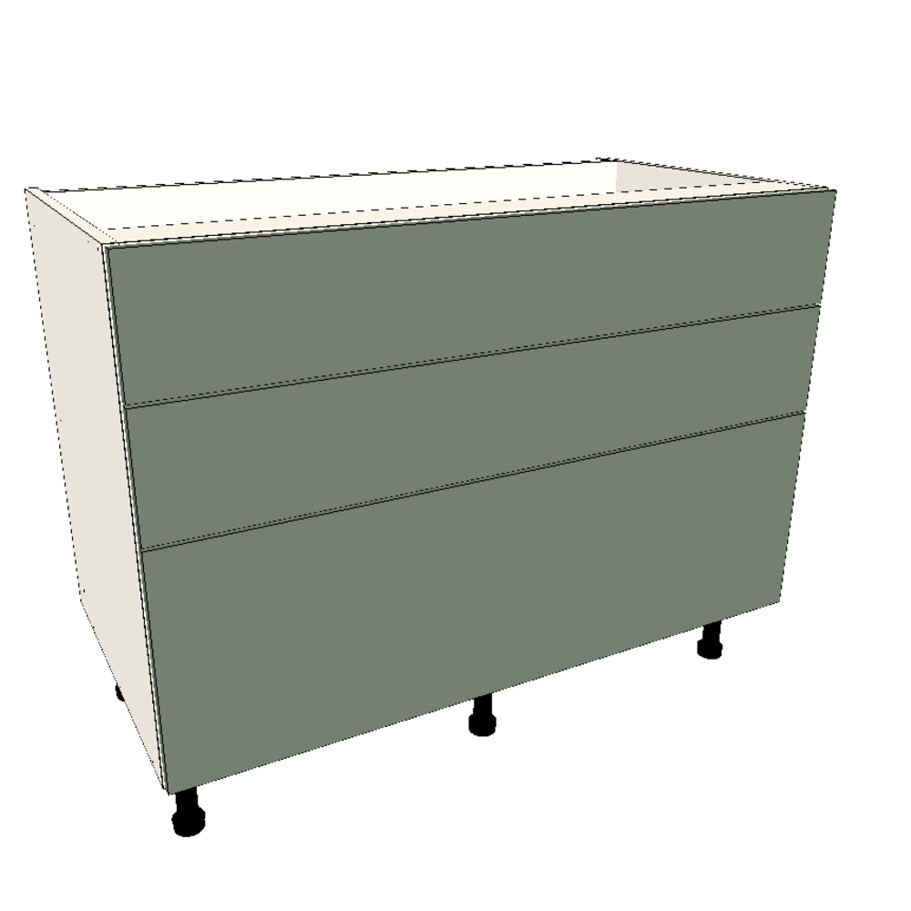1100mm 3 Drawer Base Cabinet