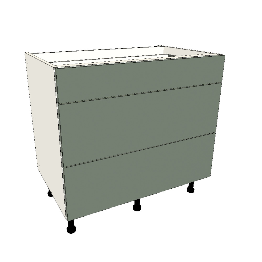 900mm 3 Drawer Hob Base Cabinet (2x Draw 283mm x 595mm) & 1x Draw (145mm x 595mm)